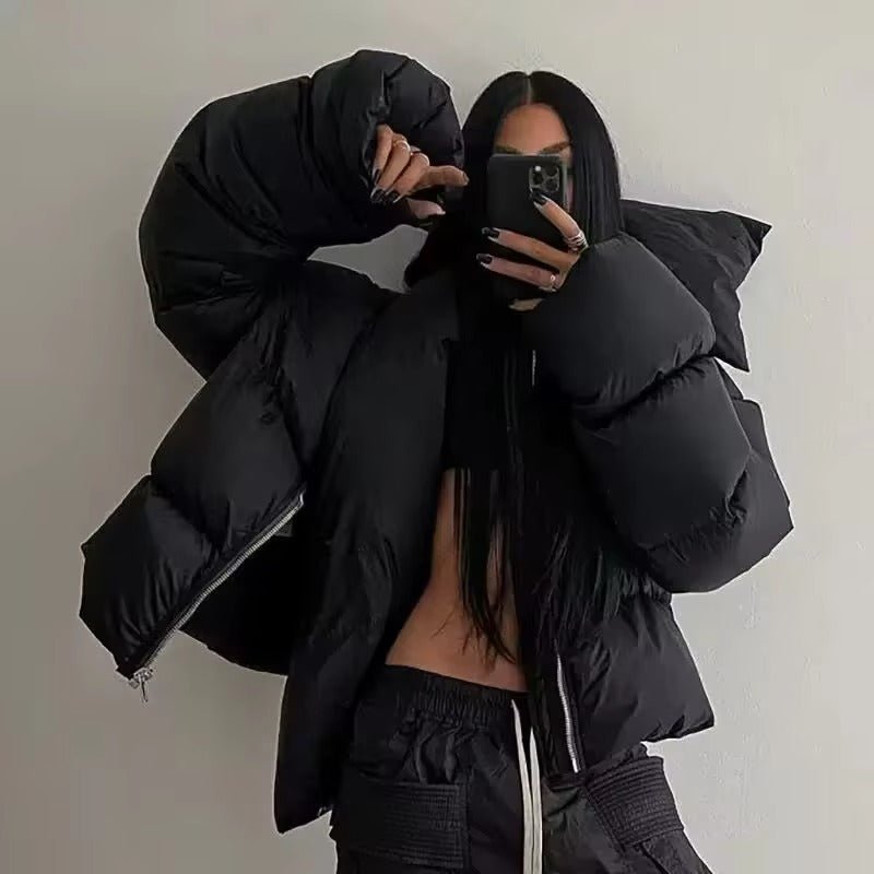 Donna Funnel Neck Puffer Jacket - Women's Fall and Winter Outerwear - Image 2