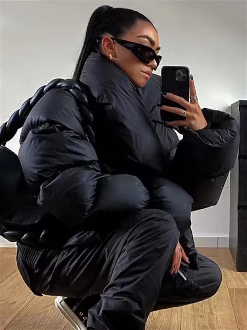 Donna Funnel Neck Puffer Jacket - Women's Fall and Winter Outerwear - Image 4