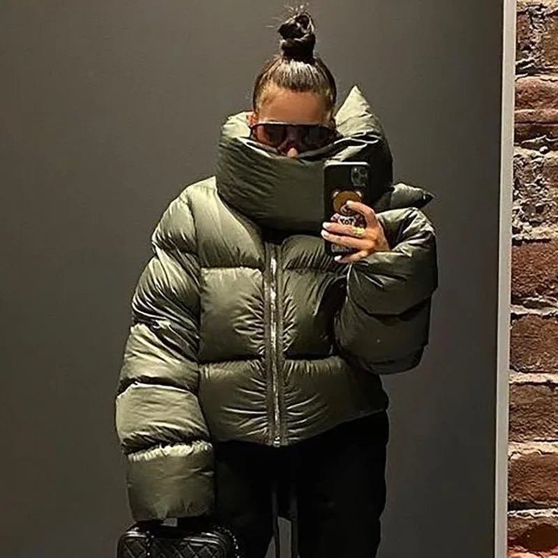 Donna Funnel Neck Puffer Jacket - Women's Fall and Winter Outerwear - Image 8