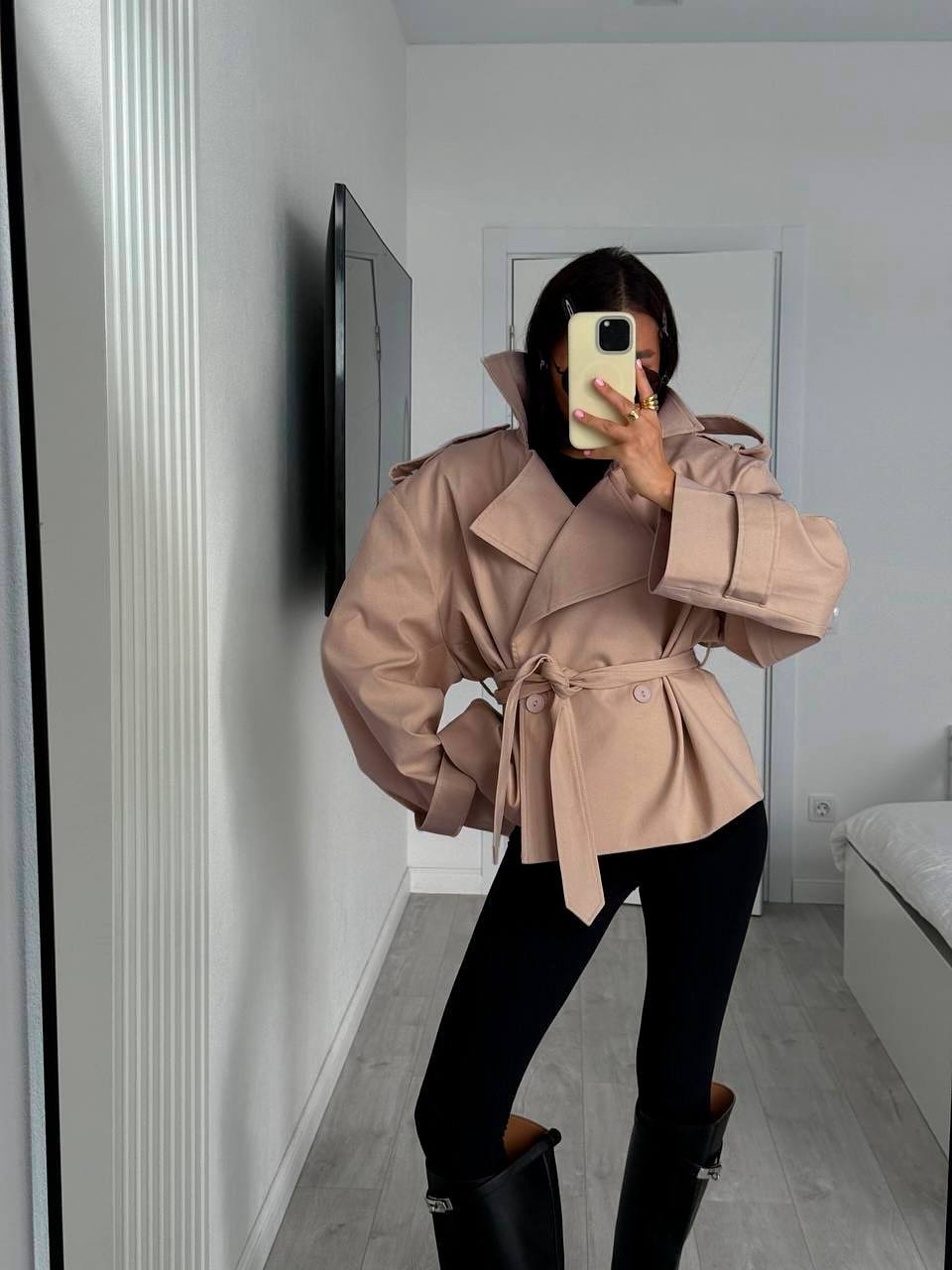 Dorothy Lace Up Short Trench Coat - Women's Fall and Winter Outerwear - Image 11