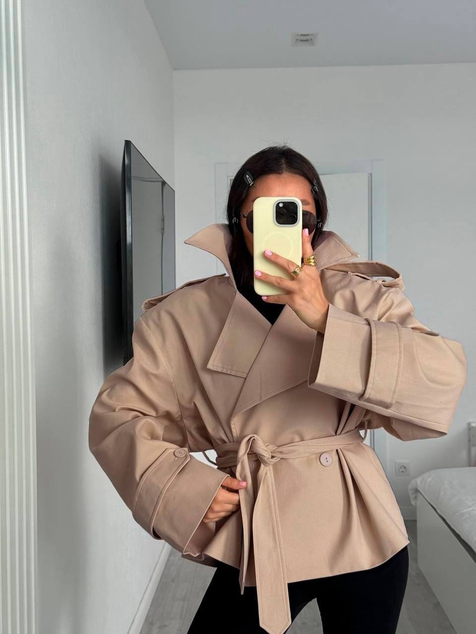 Dorothy Lace Up Short Trench Coat - Women's Fall and Winter Outerwear - Image 12