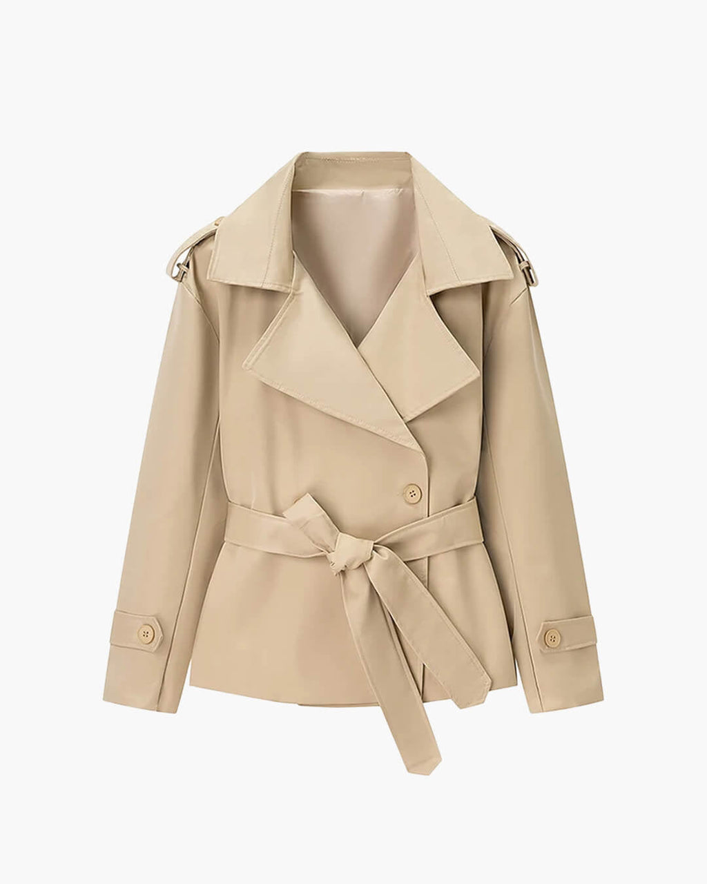 Dorothy Lace Up Short Trench Coat - Women's Fall and Winter Outerwear - Image 14