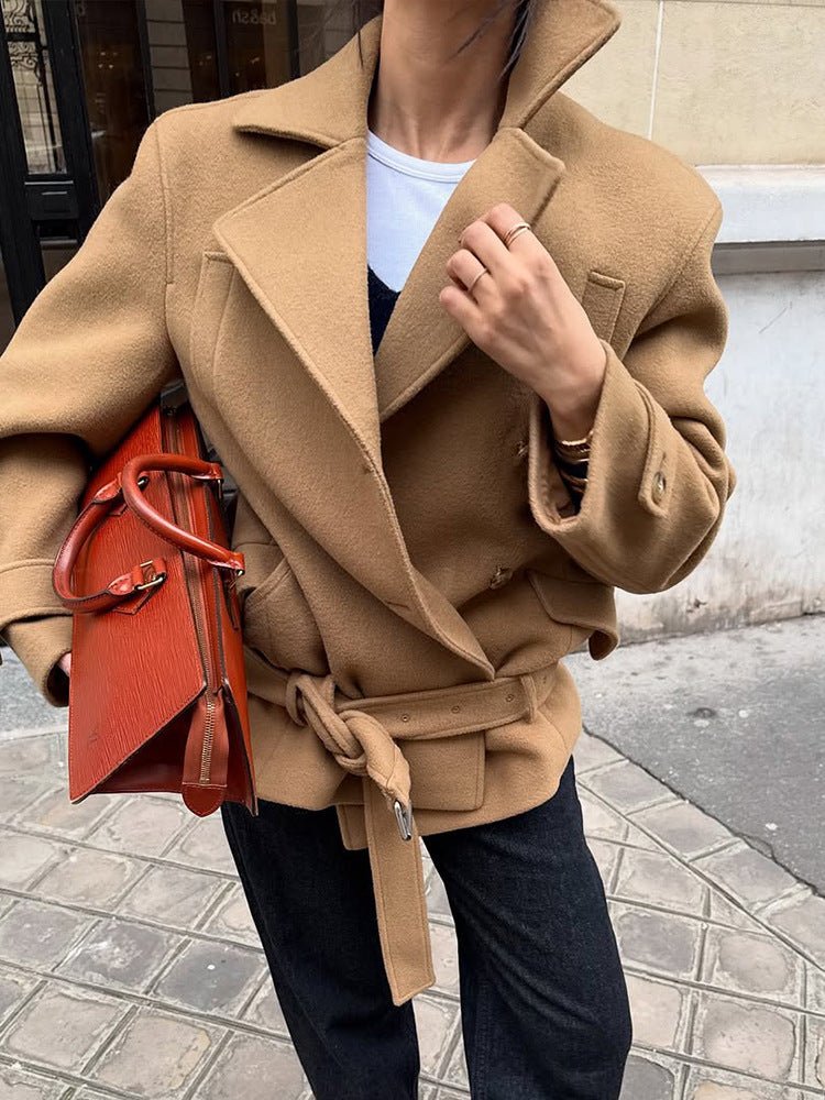 Elaine Belted Short Coat - Women's Fall and Winter Outerwear - Image 2