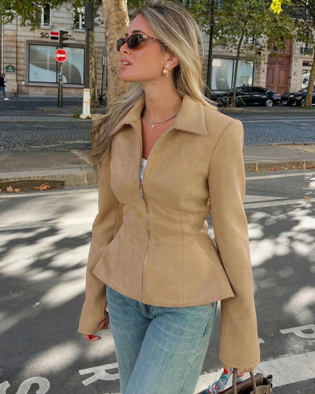 Ella Faux Suede Jacket - Women's Fall and Winter Outerwear - Image 3