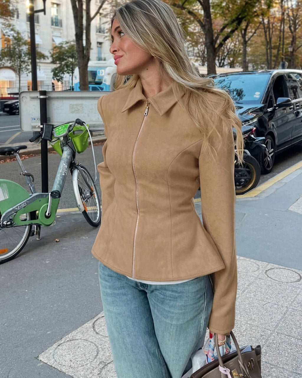 Ella Faux Suede Jacket - Women's Fall and Winter Outerwear - Image 4