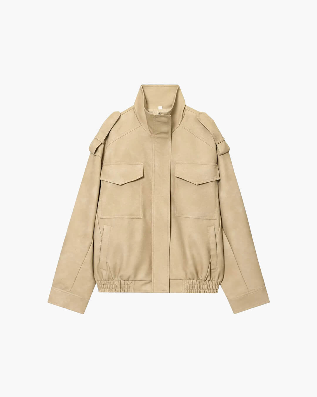 Elyssa Women's Faux Suede Bomber Jacket - Oversized Zip-Front Outerwear