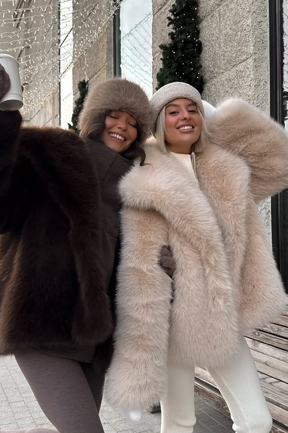 Emilie Puffy Collar Faux Fur Coat - Women's Fall and Winter Outerwear - Image 2