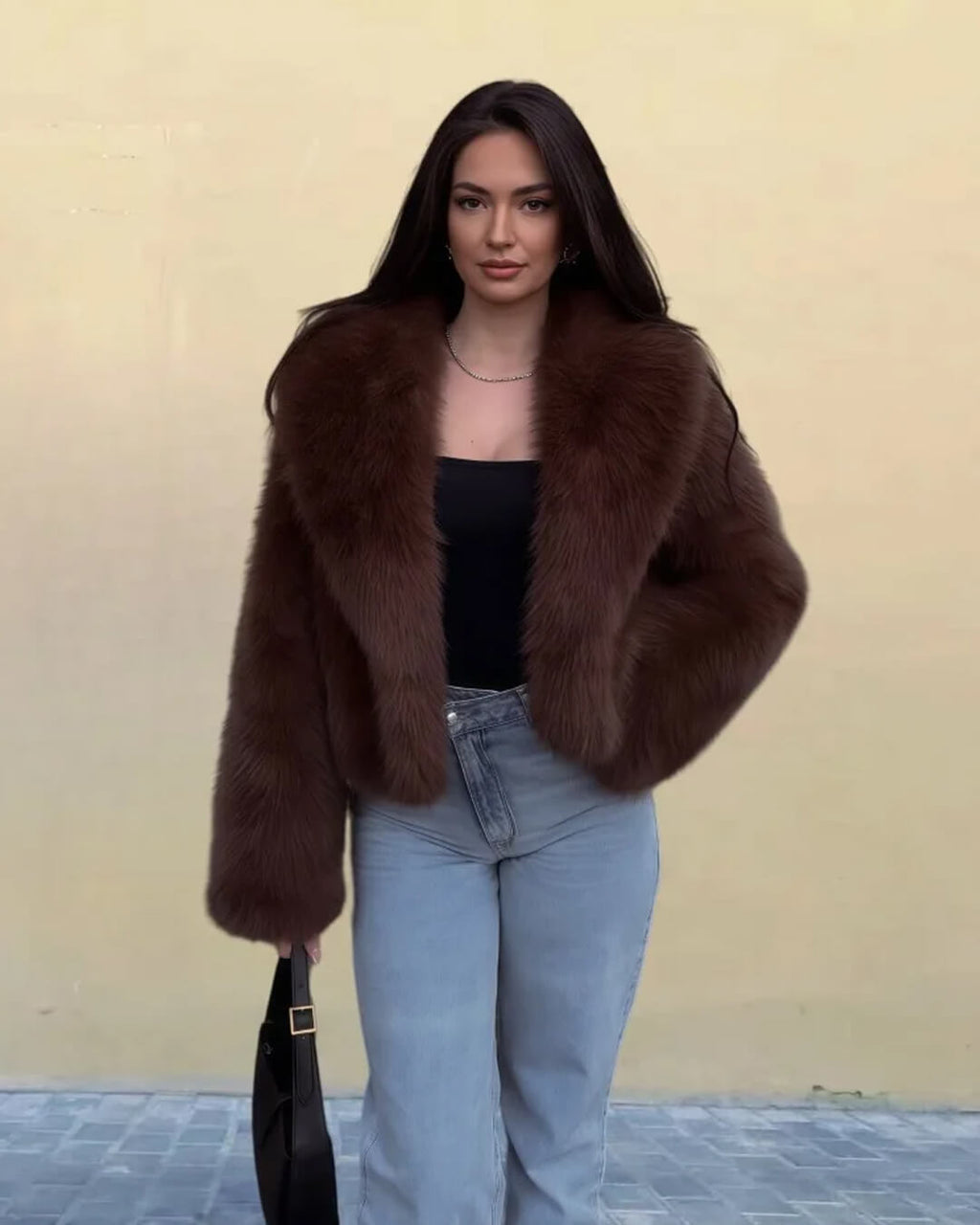Emilie Puffy Collar Faux Fur Coat - Women's Fall and Winter Outerwear - Image 6