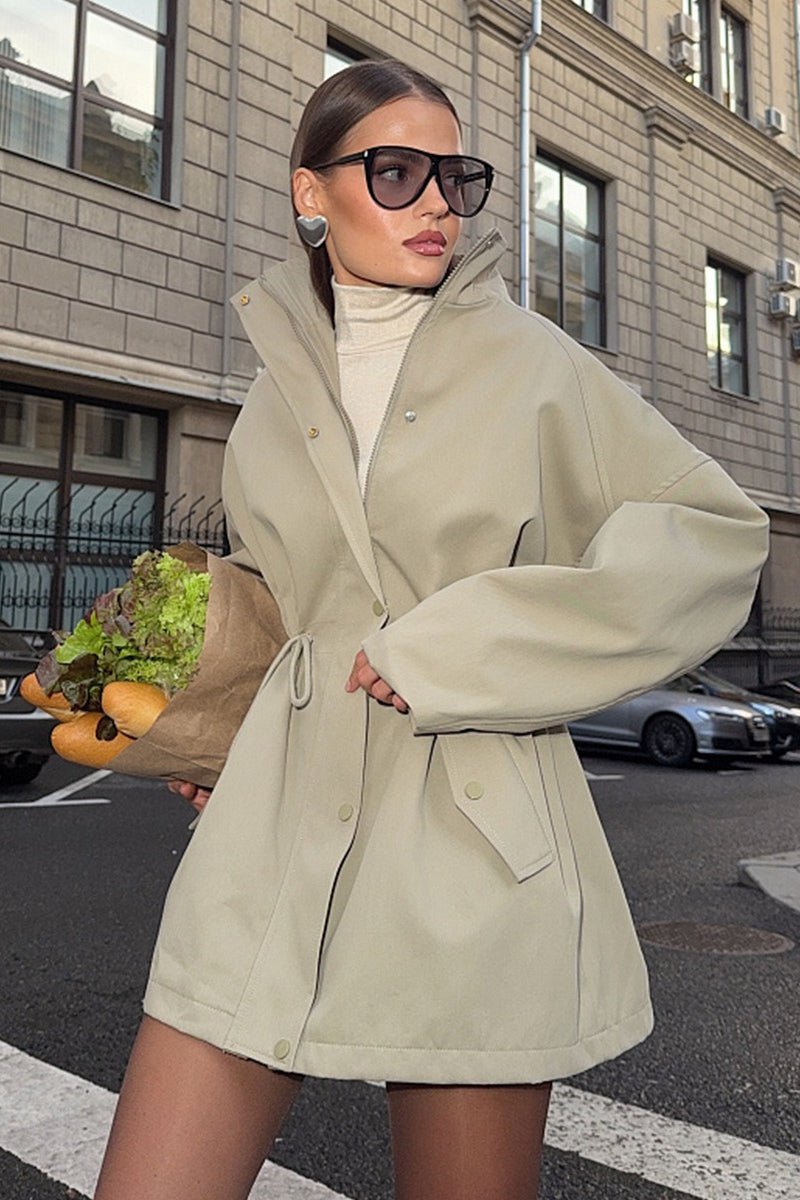 Eva Drawstring Trench Coat - Women's Fall and Winter Outerwear - Image 3