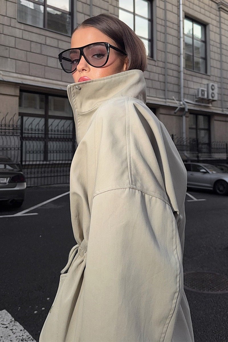 Eva Drawstring Trench Coat - Women's Fall and Winter Outerwear - Image 8