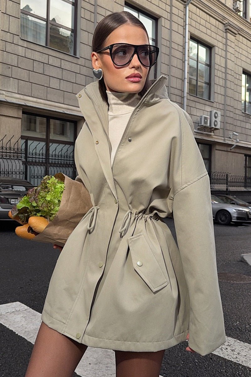 Eva Drawstring Trench Coat - Women's Fall and Winter Outerwear - Image 2