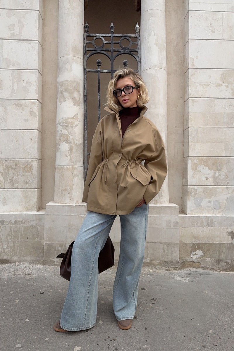 Eva Drawstring Trench Coat - Women's Fall and Winter Outerwear - Image 5