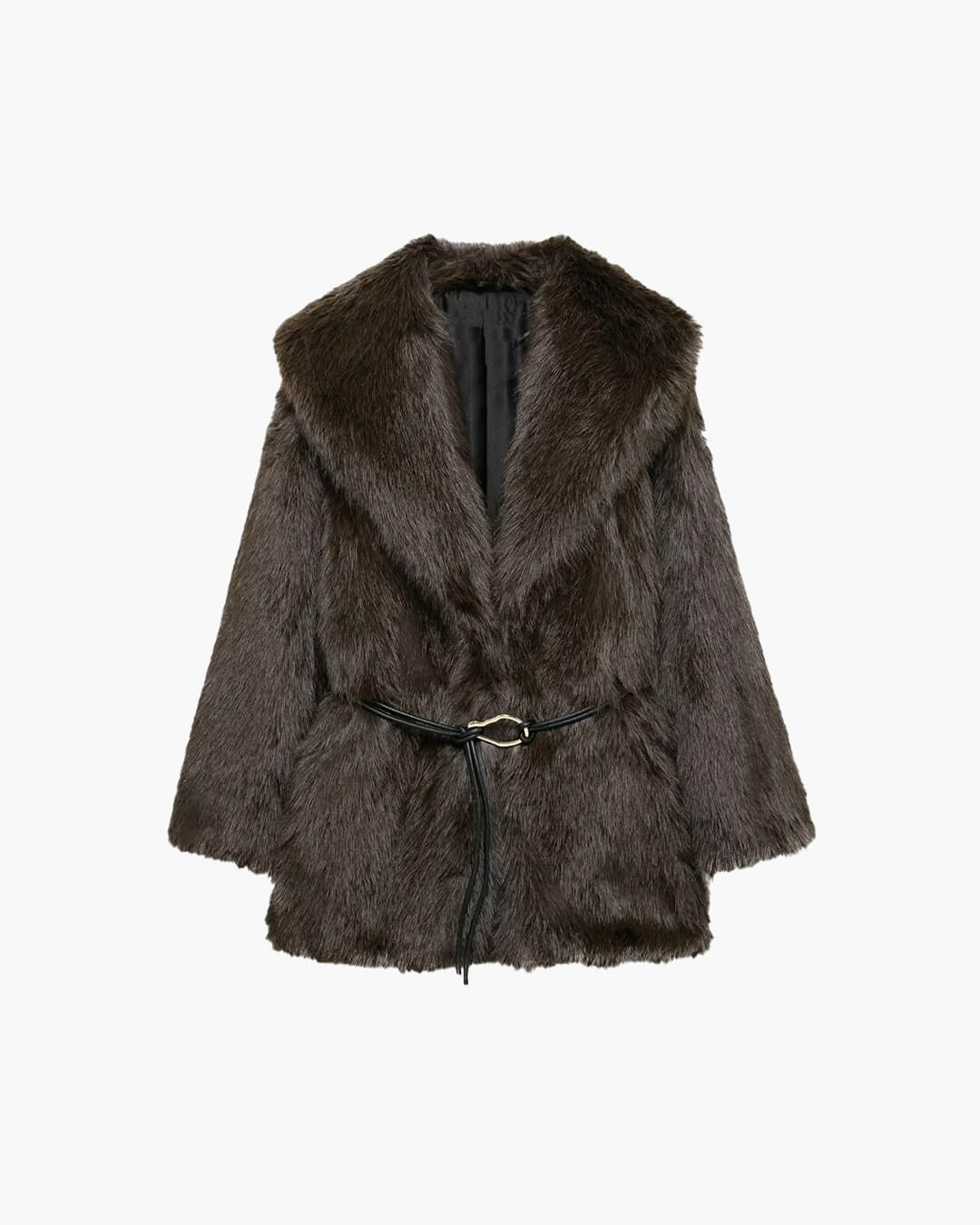 Faith Faux Fur Coat with Belt - Women's Fall and Winter Outerwear