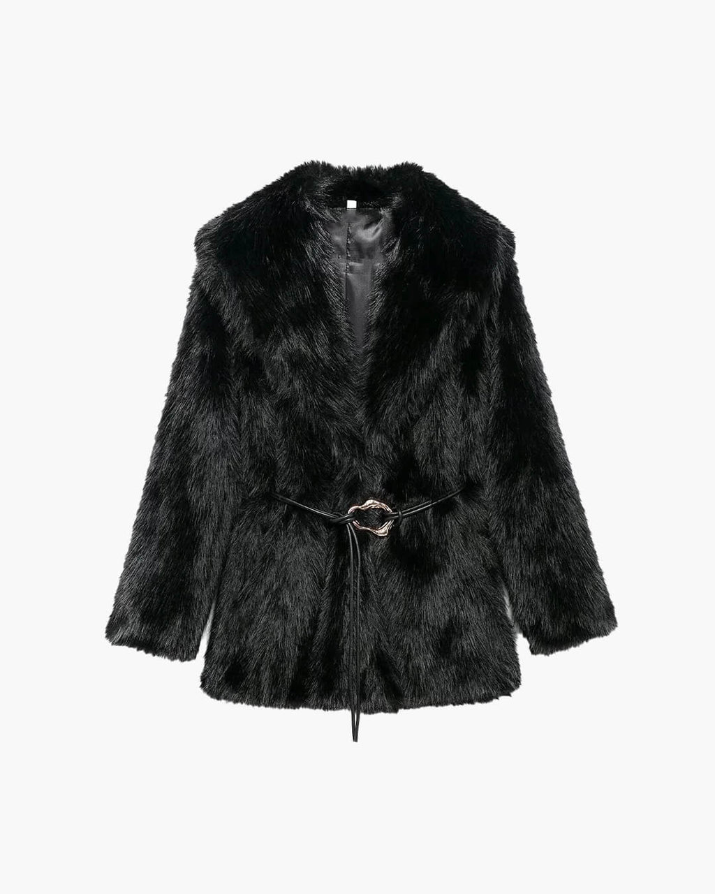 Faith Faux Fur Coat with Belt - Women's Fall and Winter Outerwear - Image 14
