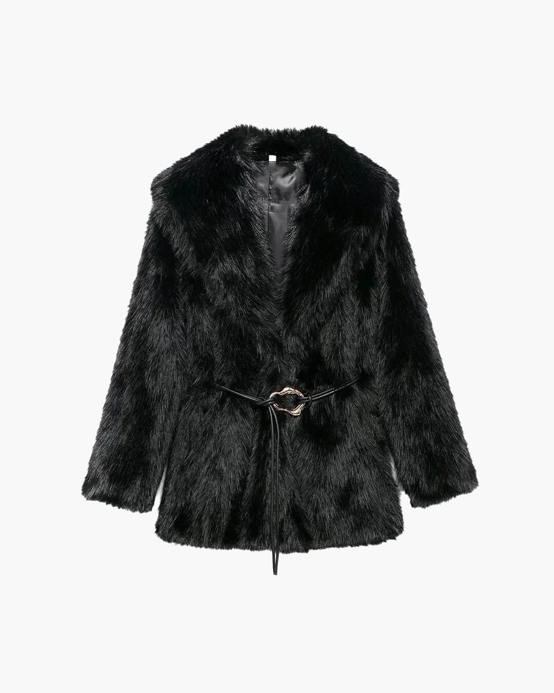 Faith Faux Fur Coat with Belt - Women's Fall and Winter Outerwear - Image 14