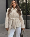 Farrah Faux Fur Coat with Belt - Women's Fall and Winter Outerwear - Image 4
