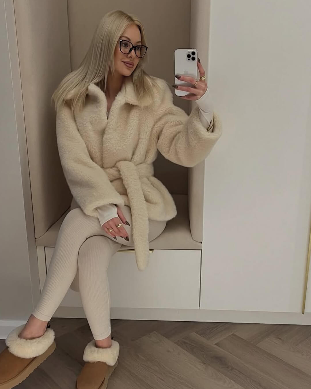 Farrah Faux Fur Coat with Belt - Women's Fall and Winter Outerwear - Image 6
