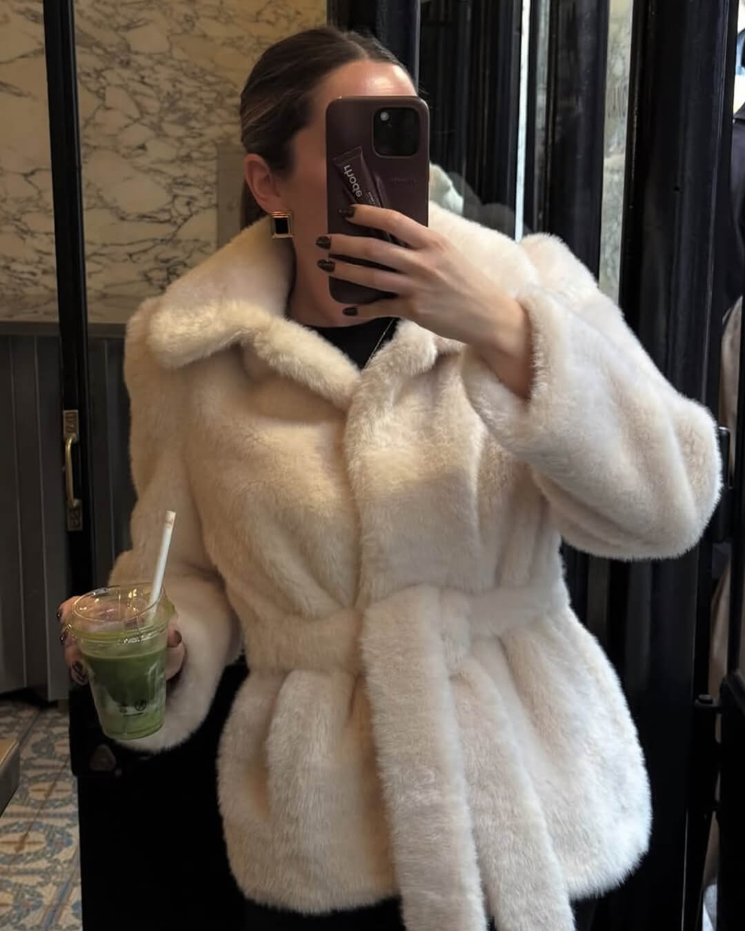 Farrah Faux Fur Coat with Belt - Women's Fall and Winter Outerwear - Image 5