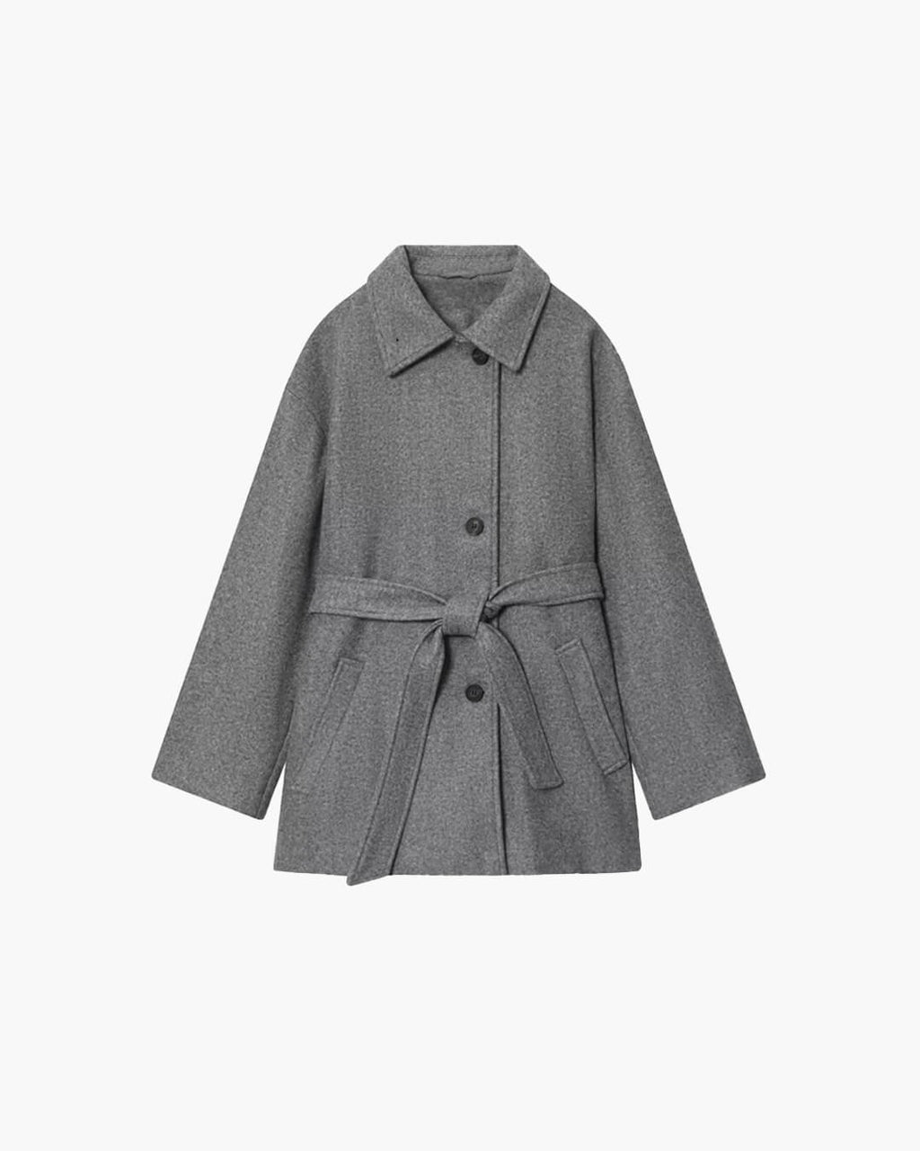 Felly Faux Wool Coat with Belt - Women's Fall and Winter Outerwear