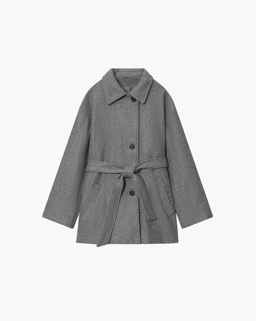 Felly Faux Wool Coat with Belt - Women's Fall and Winter Outerwear