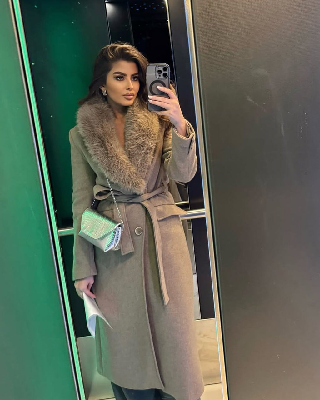 Flora Faux Fur Collar Maxi Coat - Women's Fall and Winter Outerwear - Image 6