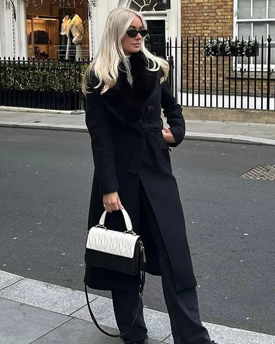 Flora Faux Fur Collar Maxi Coat - Women's Fall and Winter Outerwear - Image 12