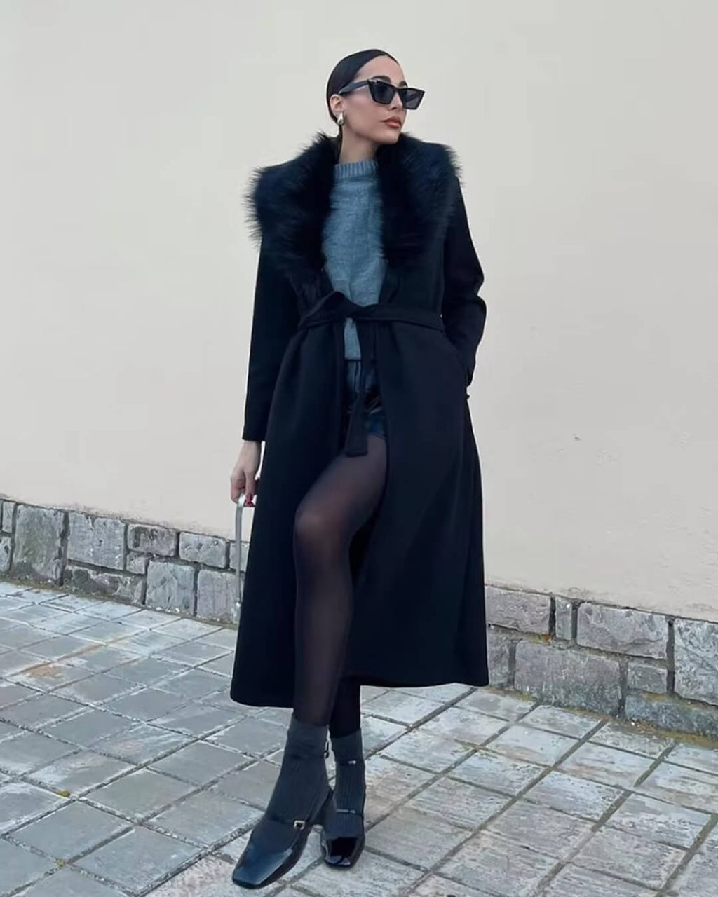 Flora Faux Fur Collar Maxi Coat - Women's Fall and Winter Outerwear - Image 8