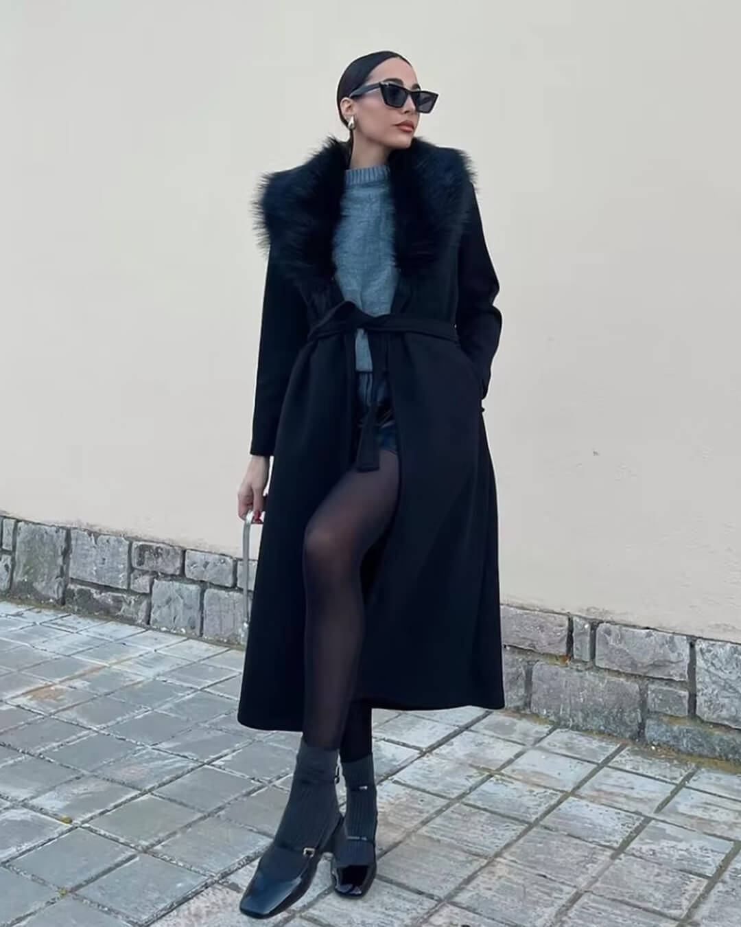 Flora Faux Fur Collar Maxi Coat - Women's Fall and Winter Outerwear - Image 8