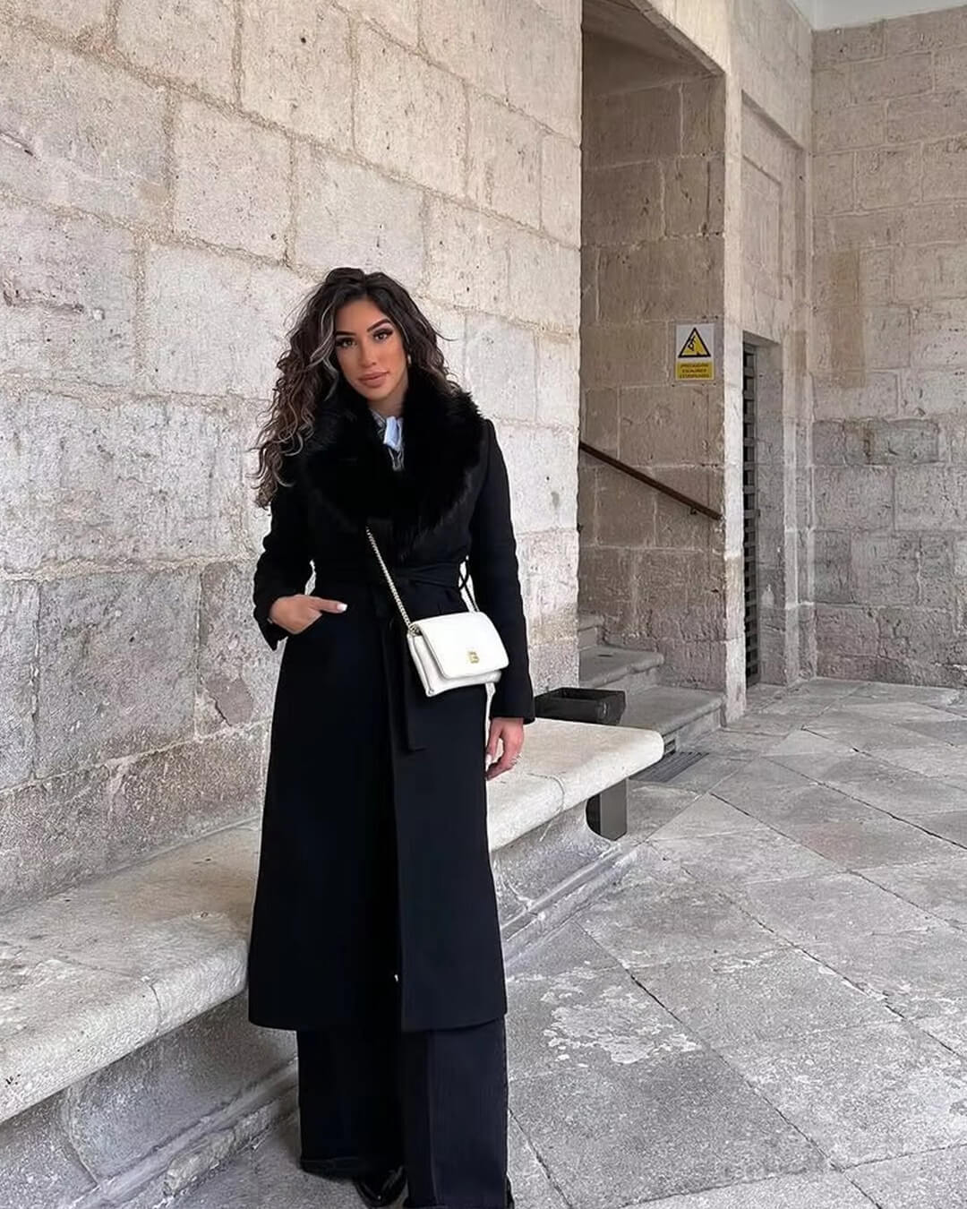 Flora Faux Fur Collar Maxi Coat - Women's Fall and Winter Outerwear - Image 9