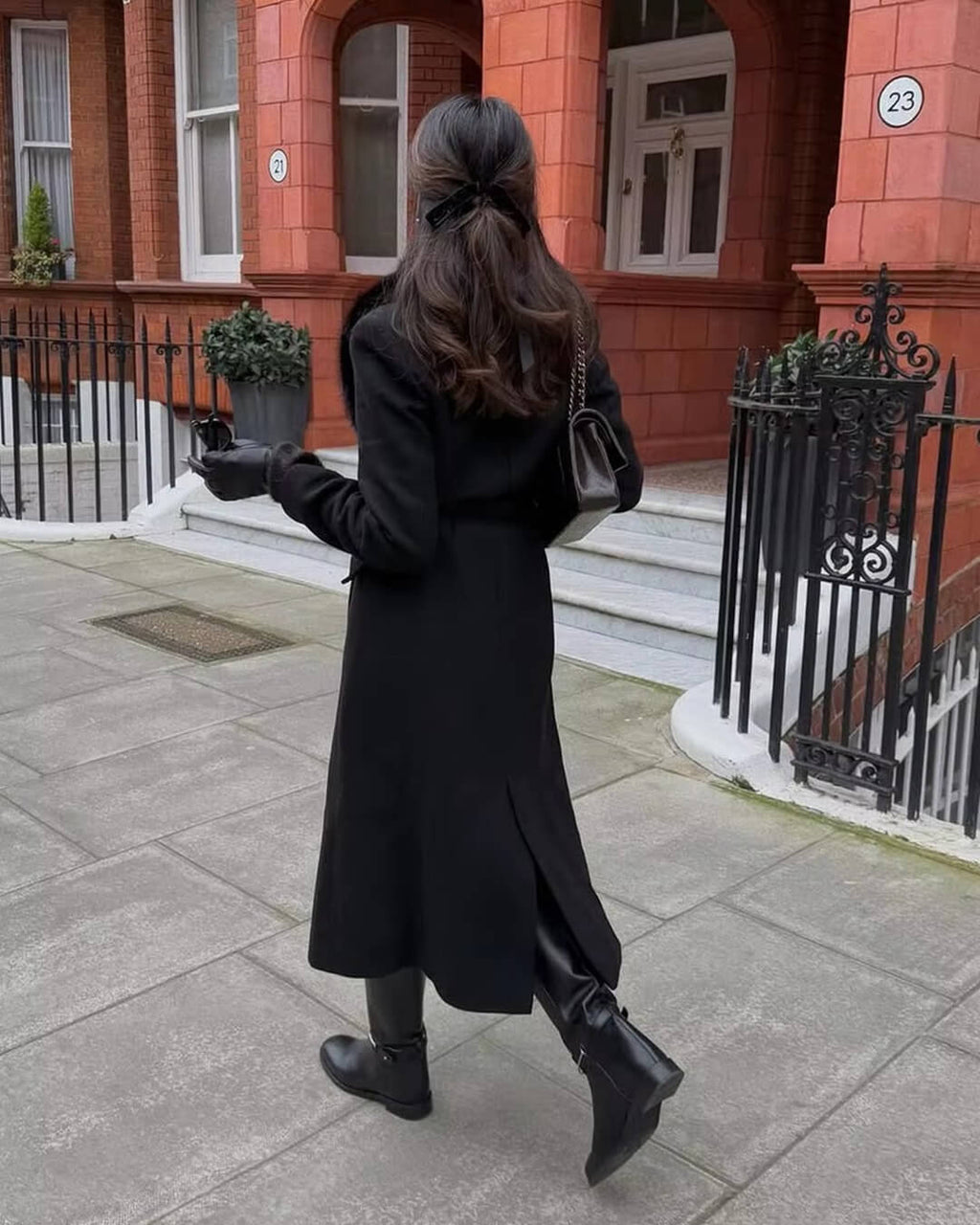 Flora Faux Fur Collar Maxi Coat - Women's Fall and Winter Outerwear - Image 11