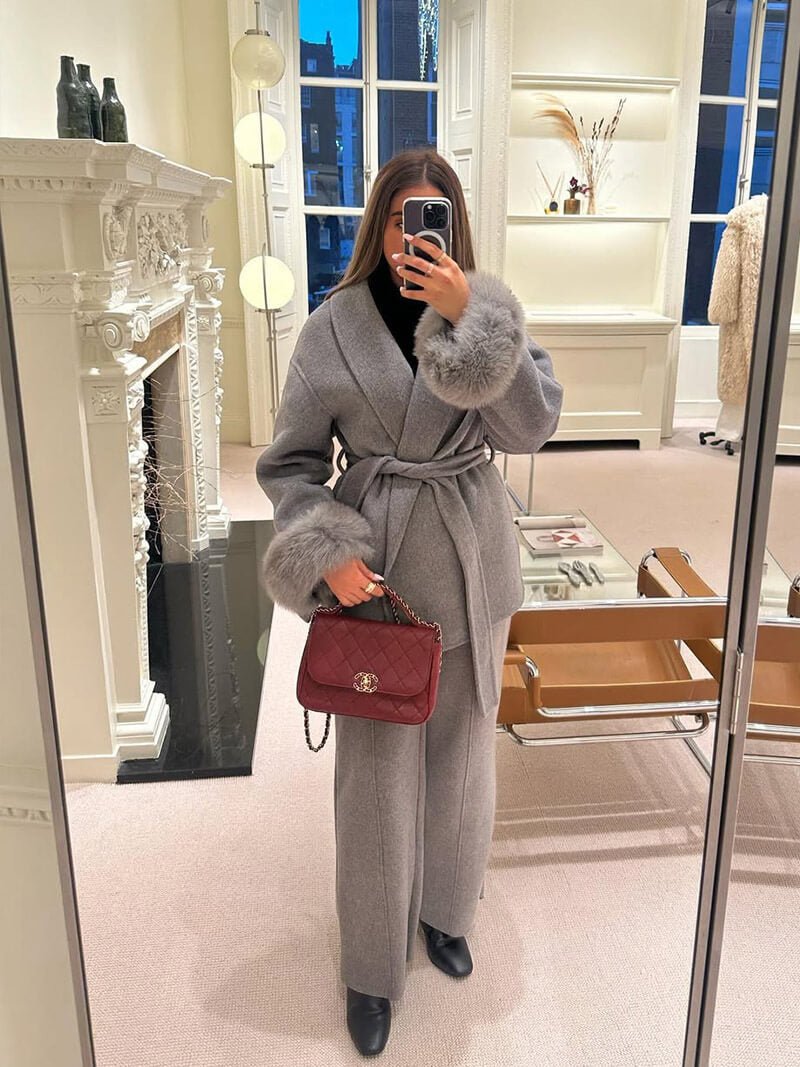 Grace Luxury Faux Fur Coat - Statement Cuff Jacket - Image 2