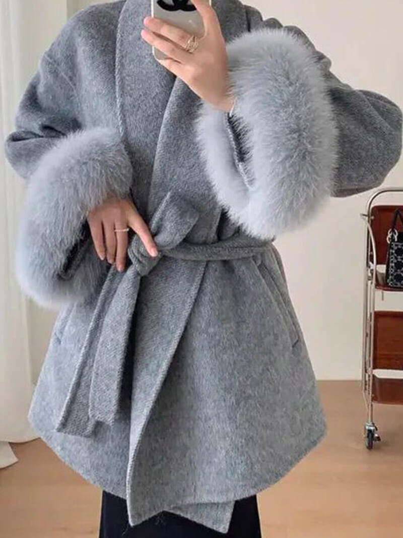 Grace Luxury Faux Fur Coat - Statement Cuff Jacket - Image 4