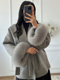 Grace Luxury Faux Fur Coat - Statement Cuff Jacket