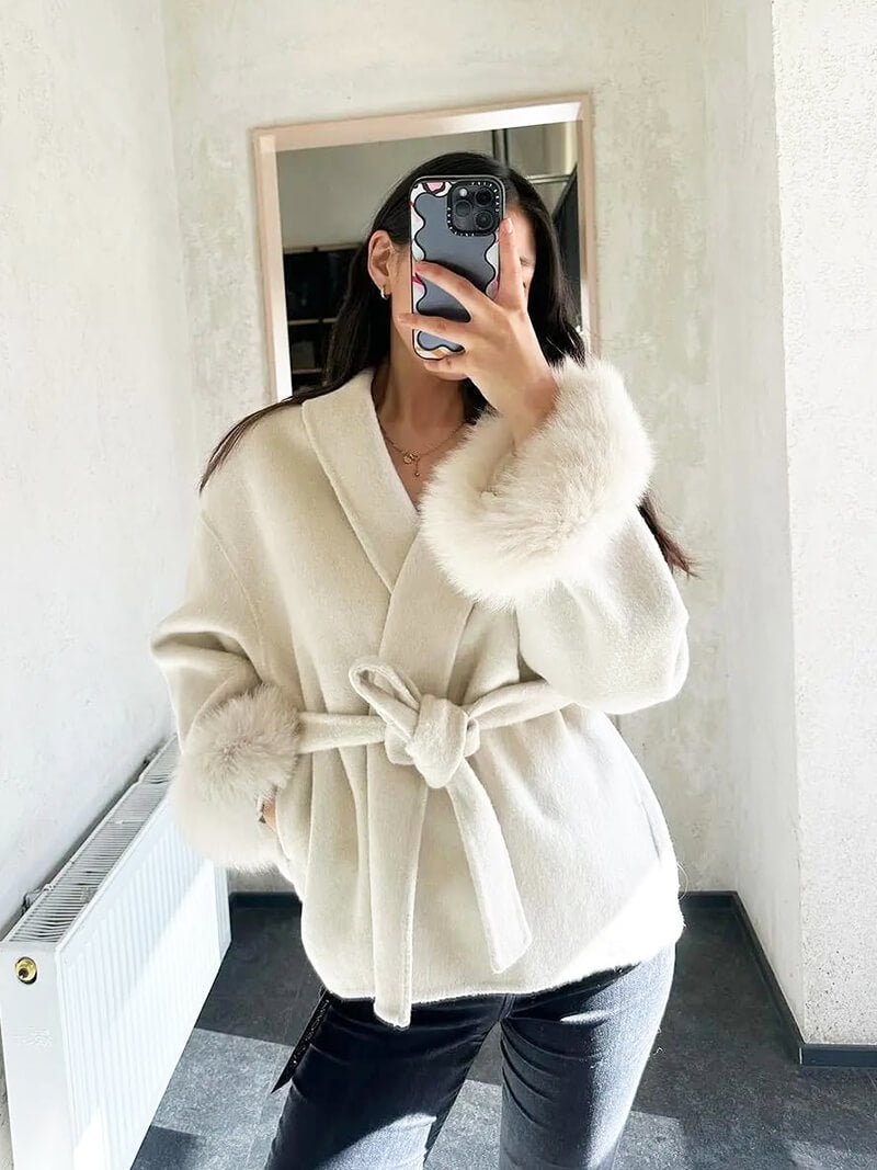 Grace Luxury Faux Fur Coat - Statement Cuff Jacket - Image 13