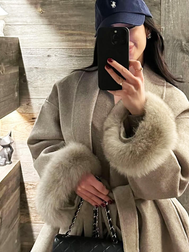 Grace Luxury Faux Fur Coat - Statement Cuff Jacket - Image 15
