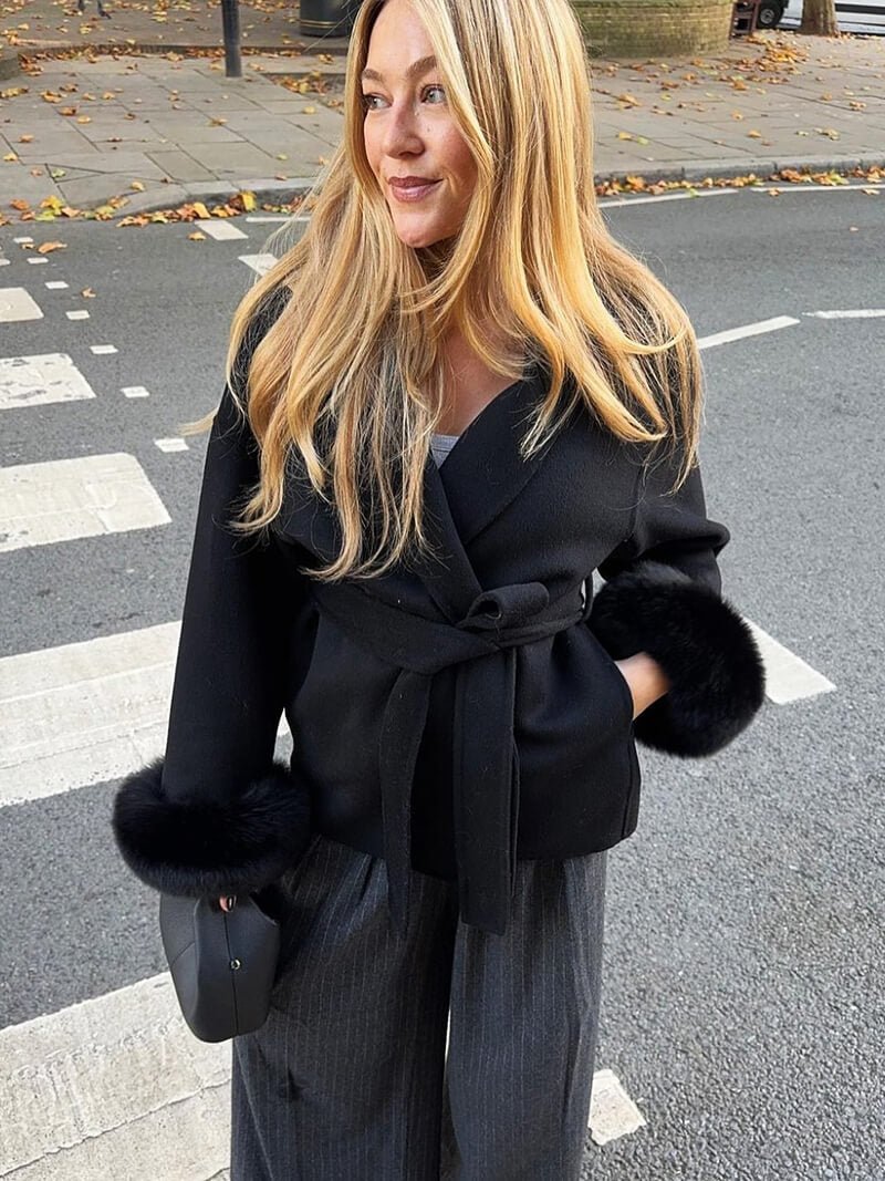 Grace Luxury Faux Fur Coat - Statement Cuff Jacket - Image 9