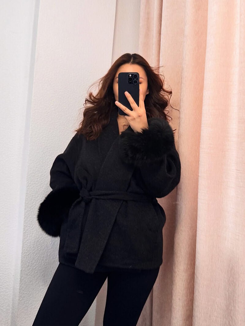 Grace Luxury Faux Fur Coat - Statement Cuff Jacket - Image 10