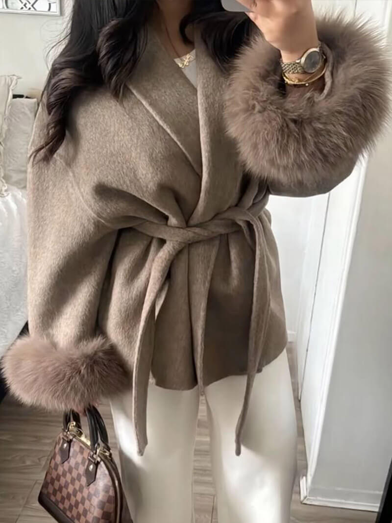 Grace Luxury Faux Fur Coat - Statement Cuff Jacket - Image 18