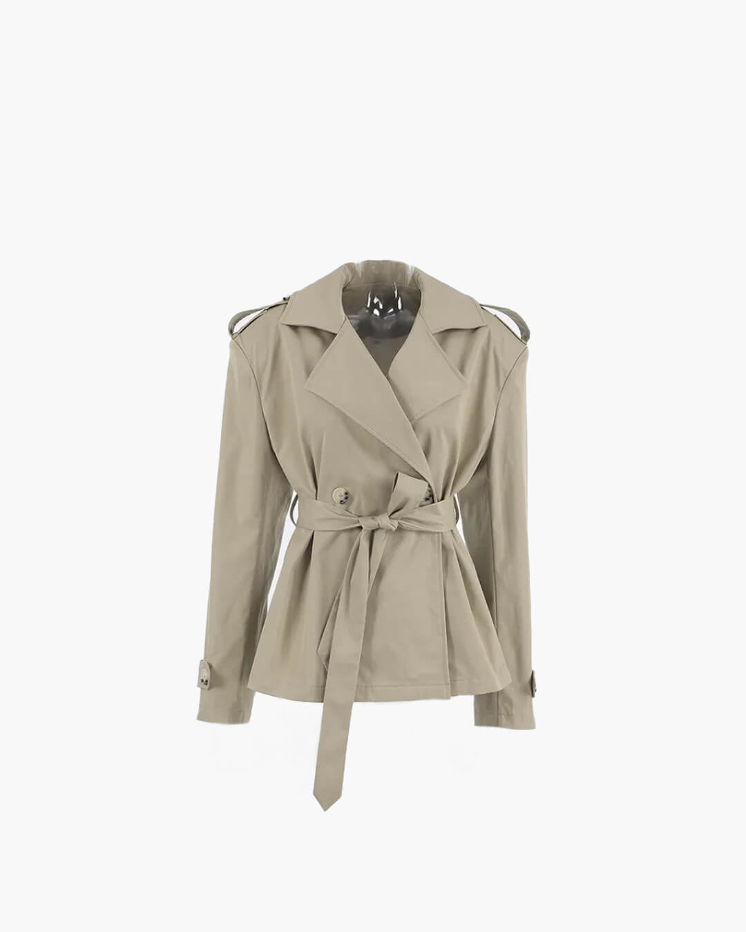 Hailey Crop Trench Coat - Women's Fall and Winter Outerwear - Image 9