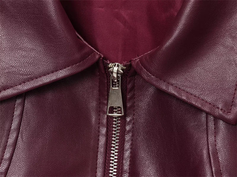 Harper Faux Leather Bomber Jacket - Women's Fall and Winter Outerwear - Image 10