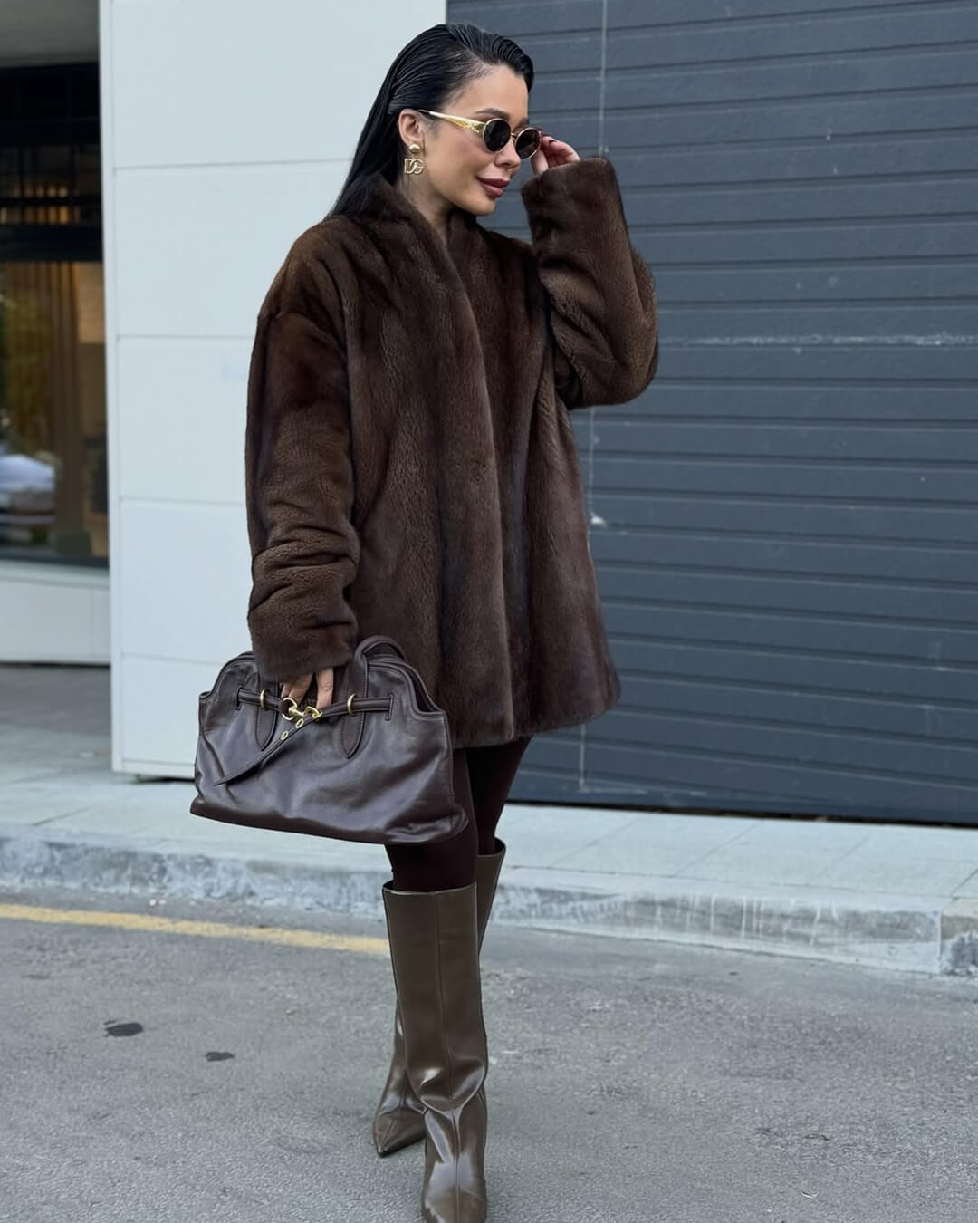Hazel Women's Belted Faux Fur Jacket - Loose Fit Winter Coat - Image 4