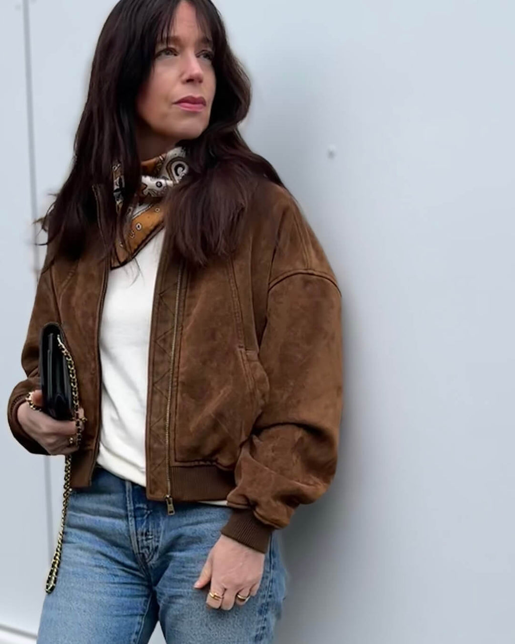 Heather Faux Suede Jacket - Women's Fall and Winter Outerwear - Image 3