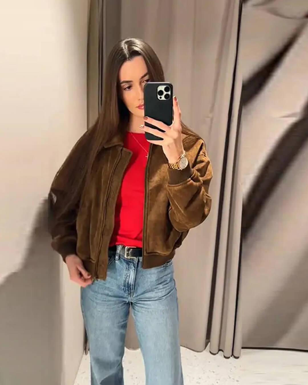 Heather Faux Suede Jacket - Women's Fall and Winter Outerwear - Image 8