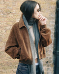 Heather Faux Suede Jacket - Women's Fall and Winter Outerwear - Image 2