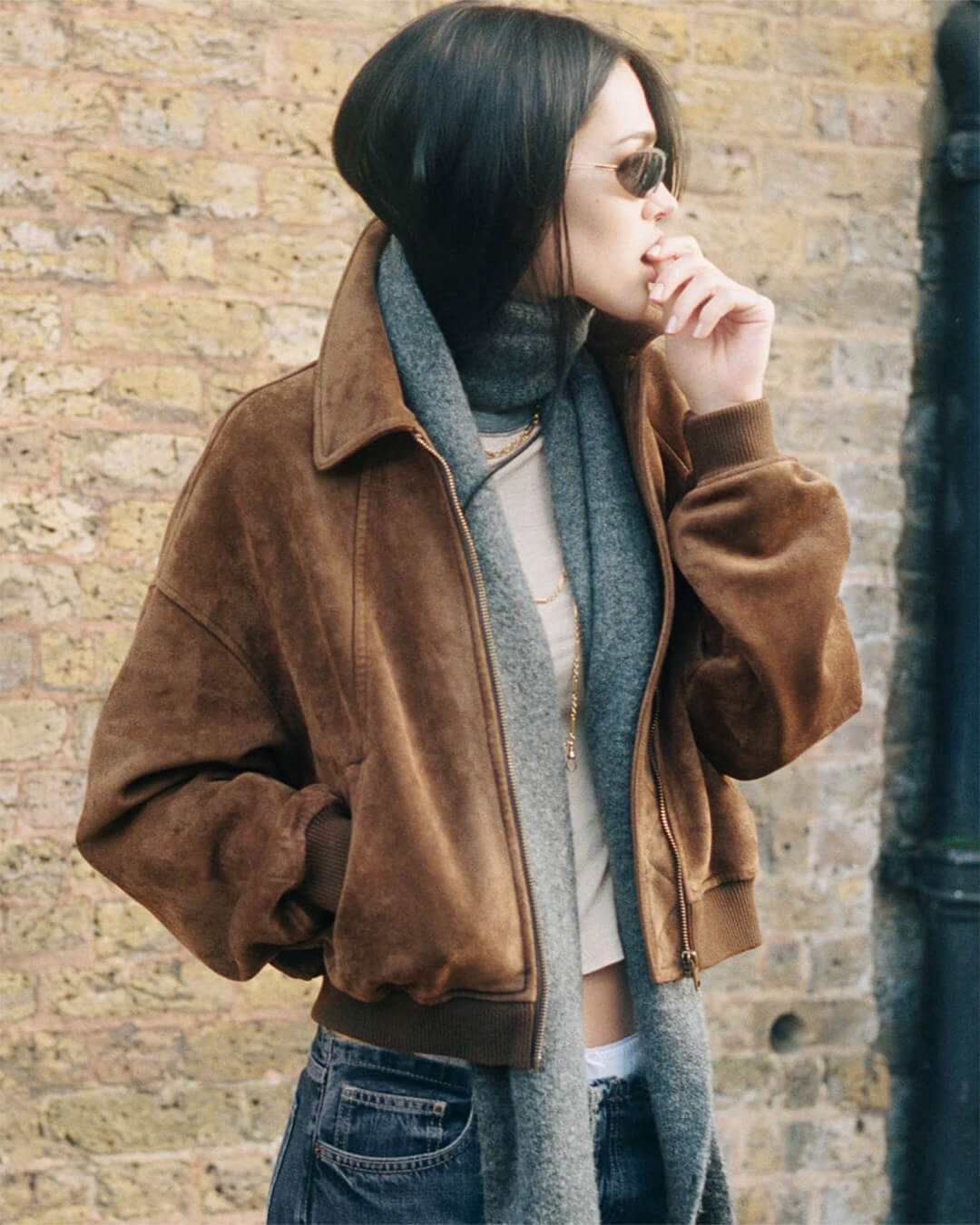 Heather Faux Suede Jacket - Women's Fall and Winter Outerwear - Image 2
