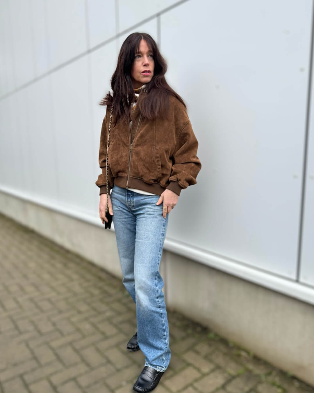 Heather Faux Suede Jacket - Women's Fall and Winter Outerwear - Image 5