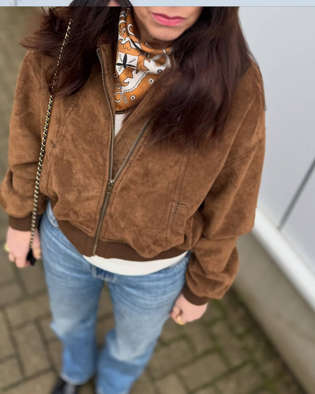 Heather Faux Suede Jacket - Women's Fall and Winter Outerwear - Image 4