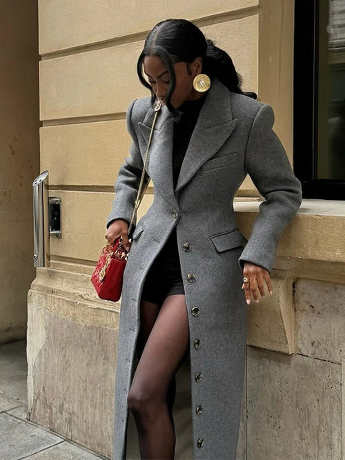Aediva Cinched Waist Long Coat - Women's Fall and Winter Outerwear