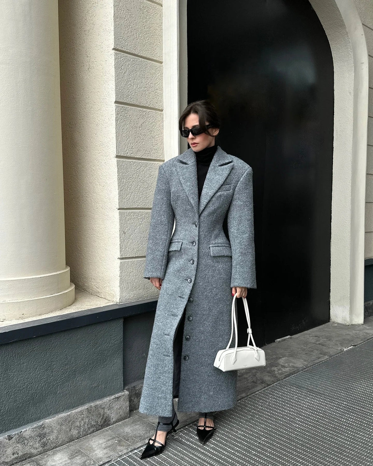 Aediva Cinched Waist Long Coat - Women's Fall and Winter Outerwear - Image 7