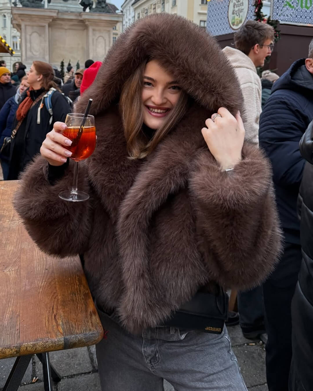Ivy Faux Fur Hooded Short Coat - Women's Fall and Winter Outerwear - Image 4
